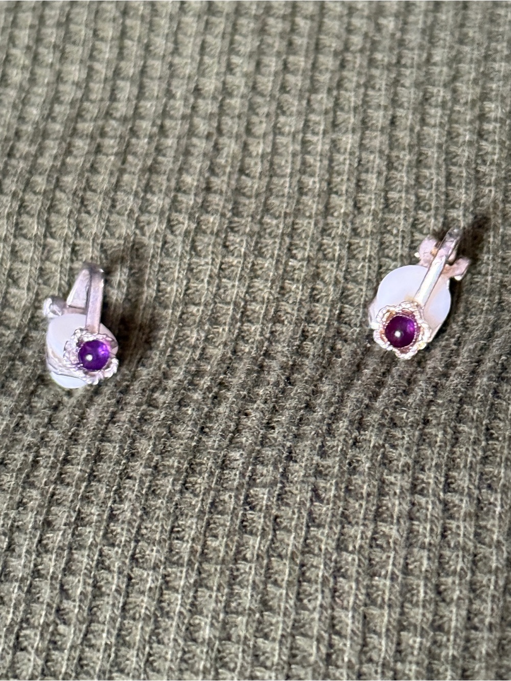 Sterling Silver Purple Stone Drop Earrings - Women Jewelry